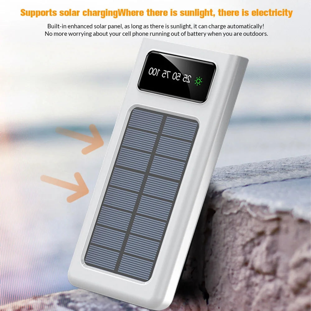 Power Up Anywhere: 40000mAh Solar Charger Power Bank with Dual USB Outputs and Built-In Flashlights - Perfect for Outdoor Adventures!