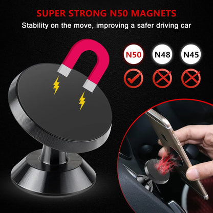 2 Pack Car Magnetic Phone Mount, Car Phone Holder for Dashboard, 360° Adjustable Magnet Cell Phone Mount Universal Dashboard Car Mount Fits Iphone Samsung Etc Most Smartphones