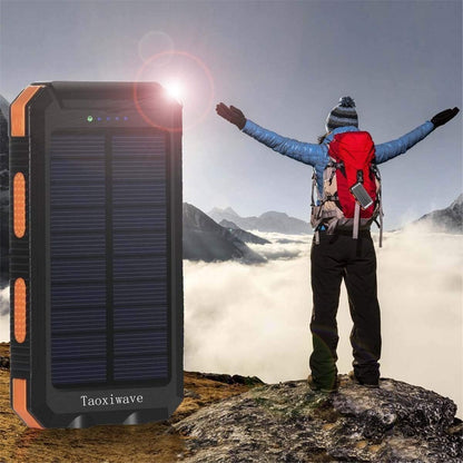 Power Up Your Adventures with the 20000mAh Solar Charger - Waterproof, Fast Charging Portable Power Bank with Dual USB, Flashlight, and Compass