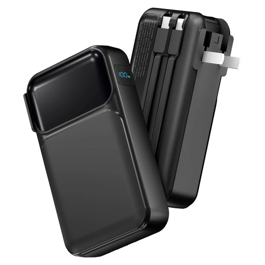 38800mAh Ultra-Portable Power Bank with Built-In Cables and AC Plug - Fast Charging for iPhone & Android - Perfect Travel Companion