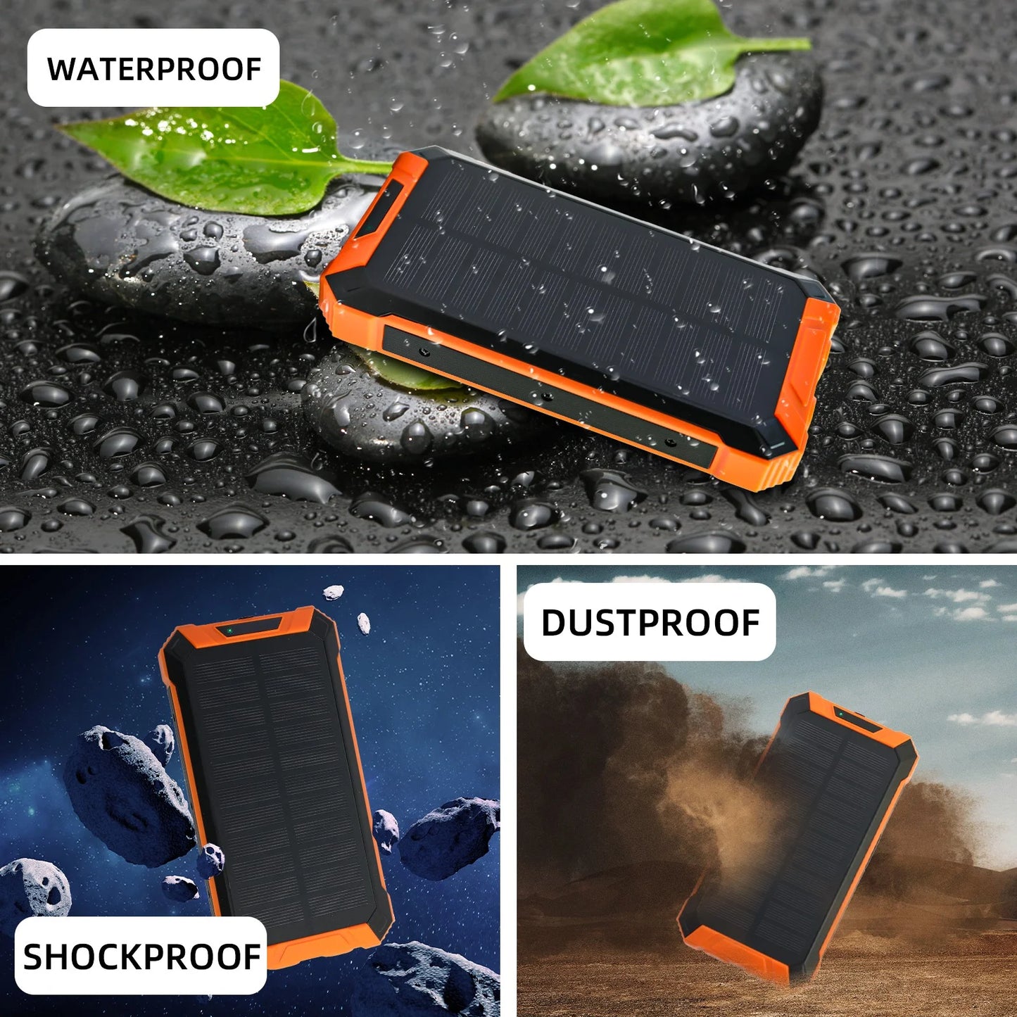 49800Mah Solar Power Bank Battery Pack Qi Wireless, Portable Wireless Charger with 4 Cables