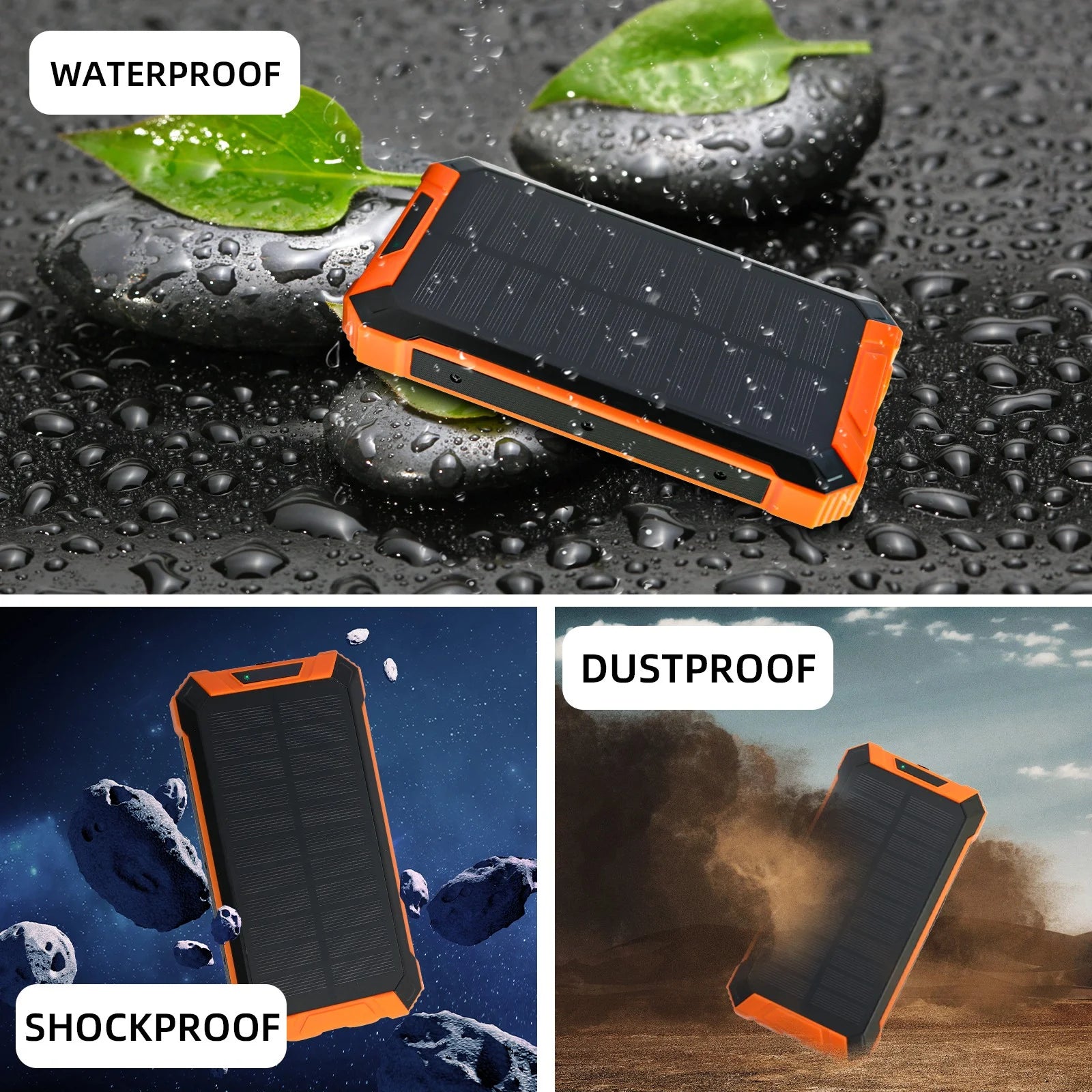 49800Mah Solar Power Bank Battery Pack Qi Wireless, Portable Wireless Charger with 4 Cables