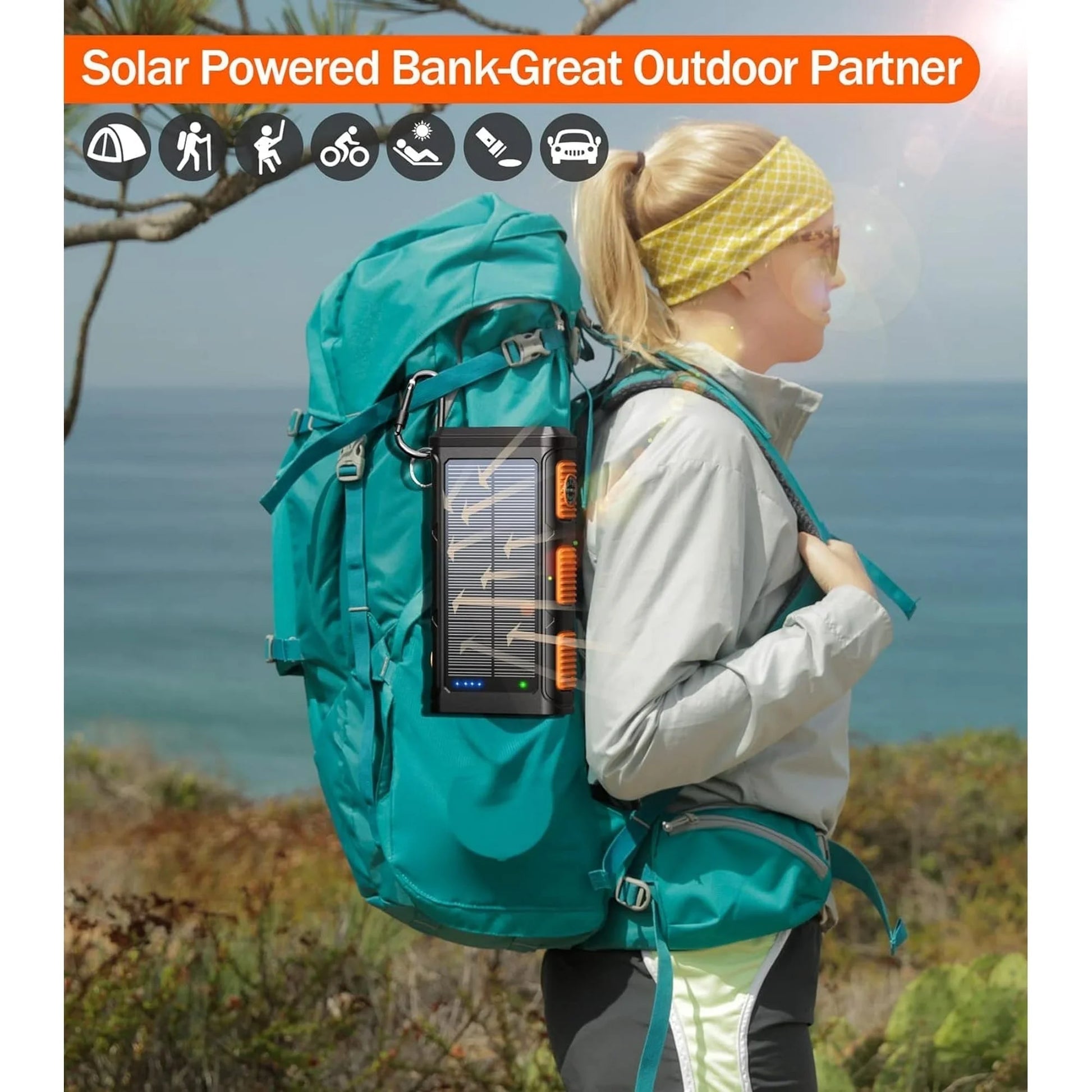 High-Capacity 45800mAh Solar Power Bank with Hand Crank, Wireless Charging & Multiple Cables - Perfect for iPhone & Android Devices