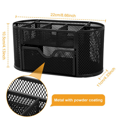 8-Compartment Desk Organizer & Pencil Holder, Black, 1 Pack