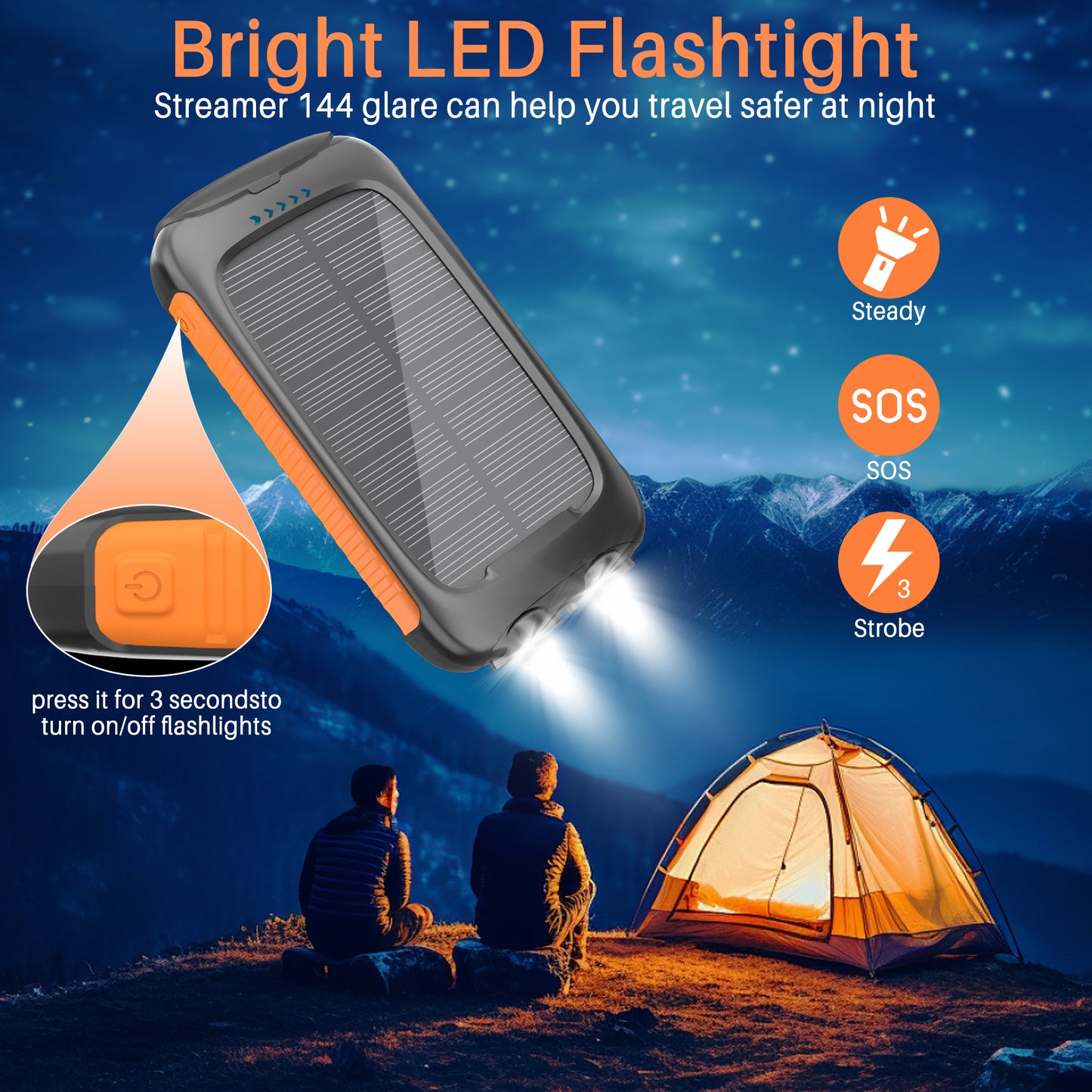 Power Up Anywhere: 38800mAh Portable Solar Charger for iPhone & Android with 5 USB Ports