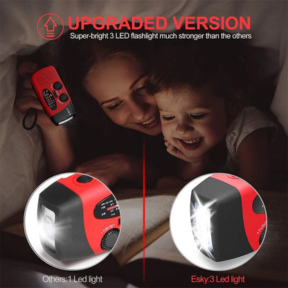 Emergency Solar Crank Radio with 1000mAh Power Bank and Flashlight - Your Essential Survival Tool