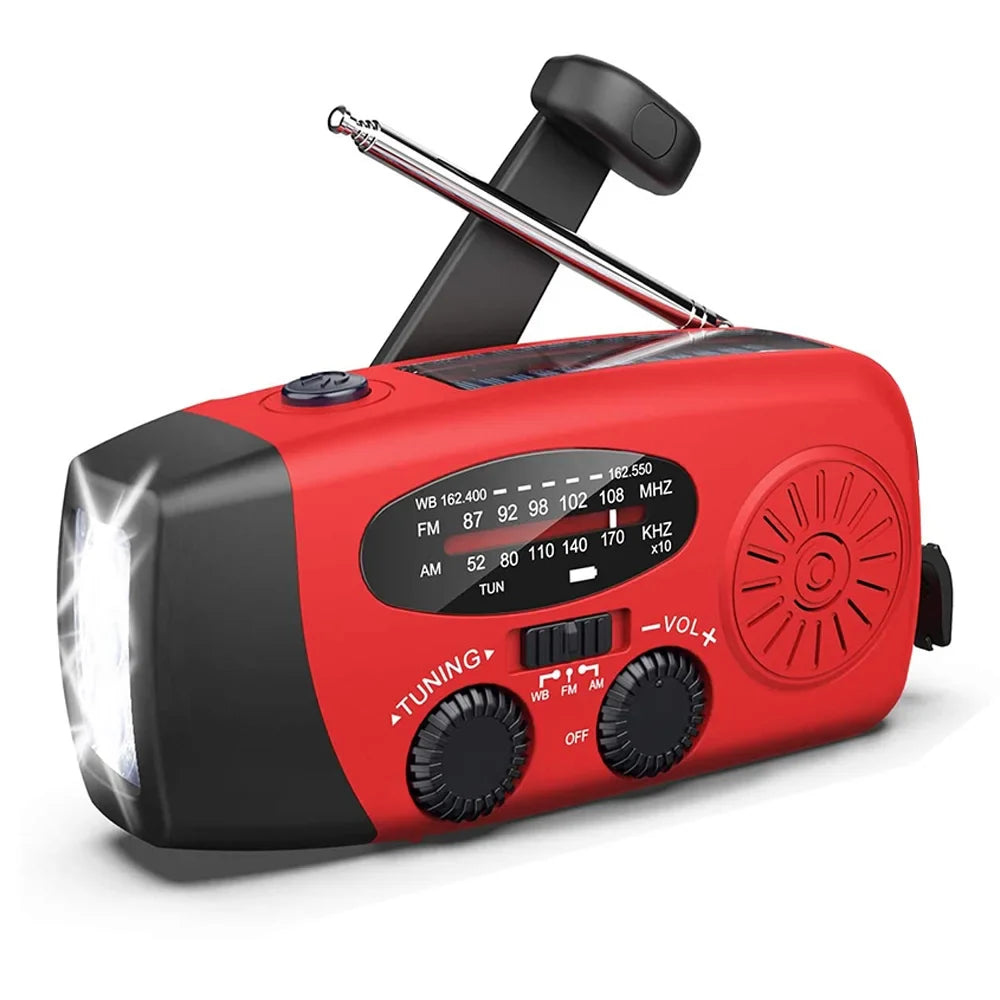 Emergency Solar Crank Radio with 1000mAh Power Bank and Flashlight - Your Essential Survival Tool