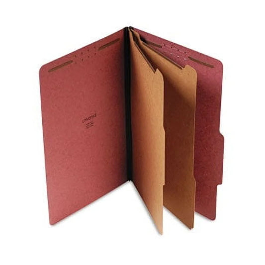 10280 Pressboard Classification Folder, Legal, Six-Section, Red, 10/Box