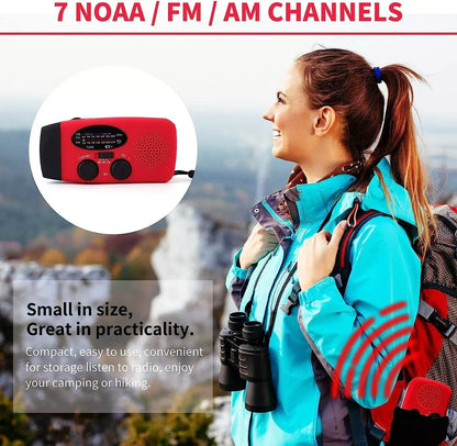 Emergency Solar Crank Radio with 1000mAh Power Bank and Flashlight - Your Essential Survival Tool