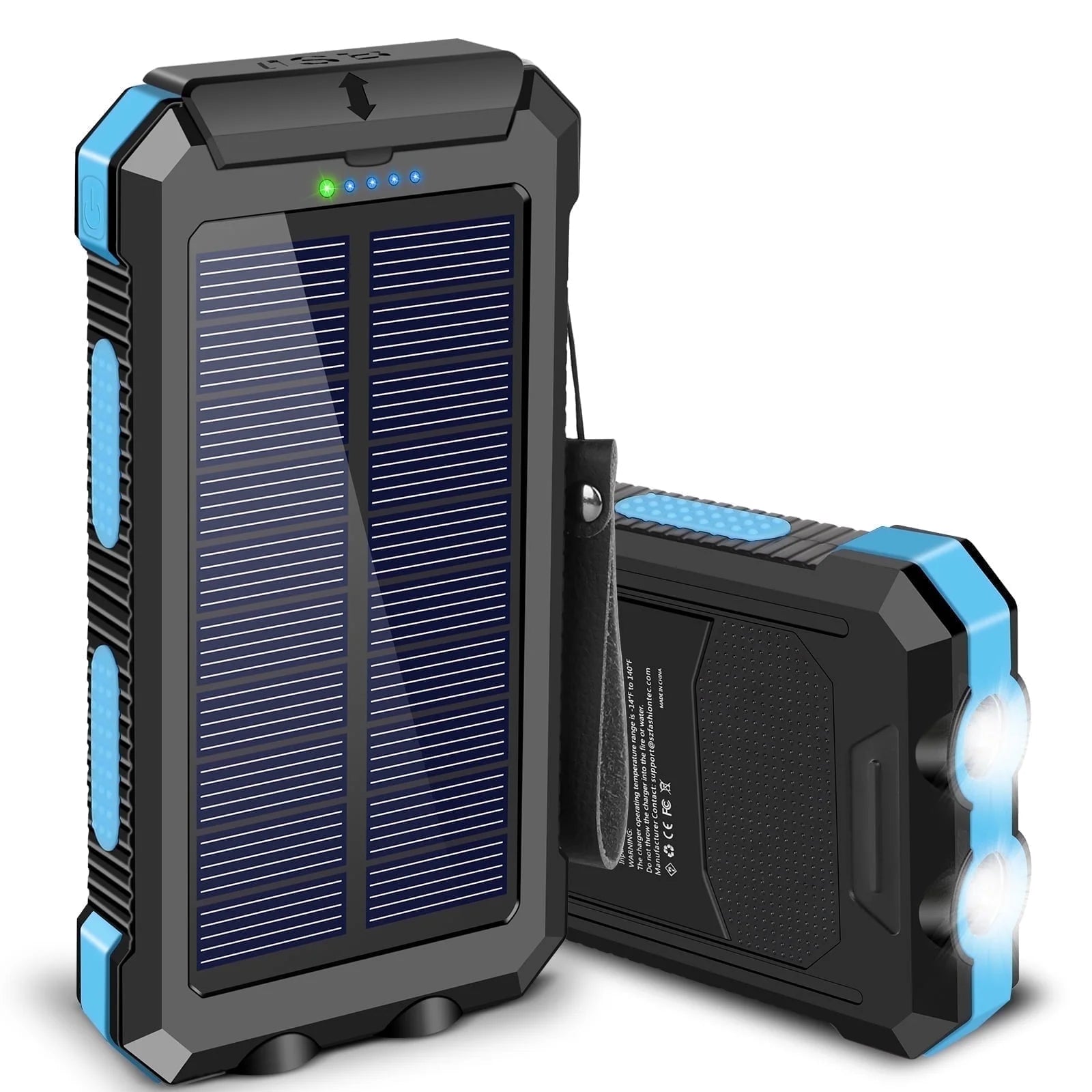 30000Mah Solar Power Bank Compatible for Iphone 17 Cell Phone 12W Portable Charger Power Bank for Outdoor Camping Hiking (Blue)