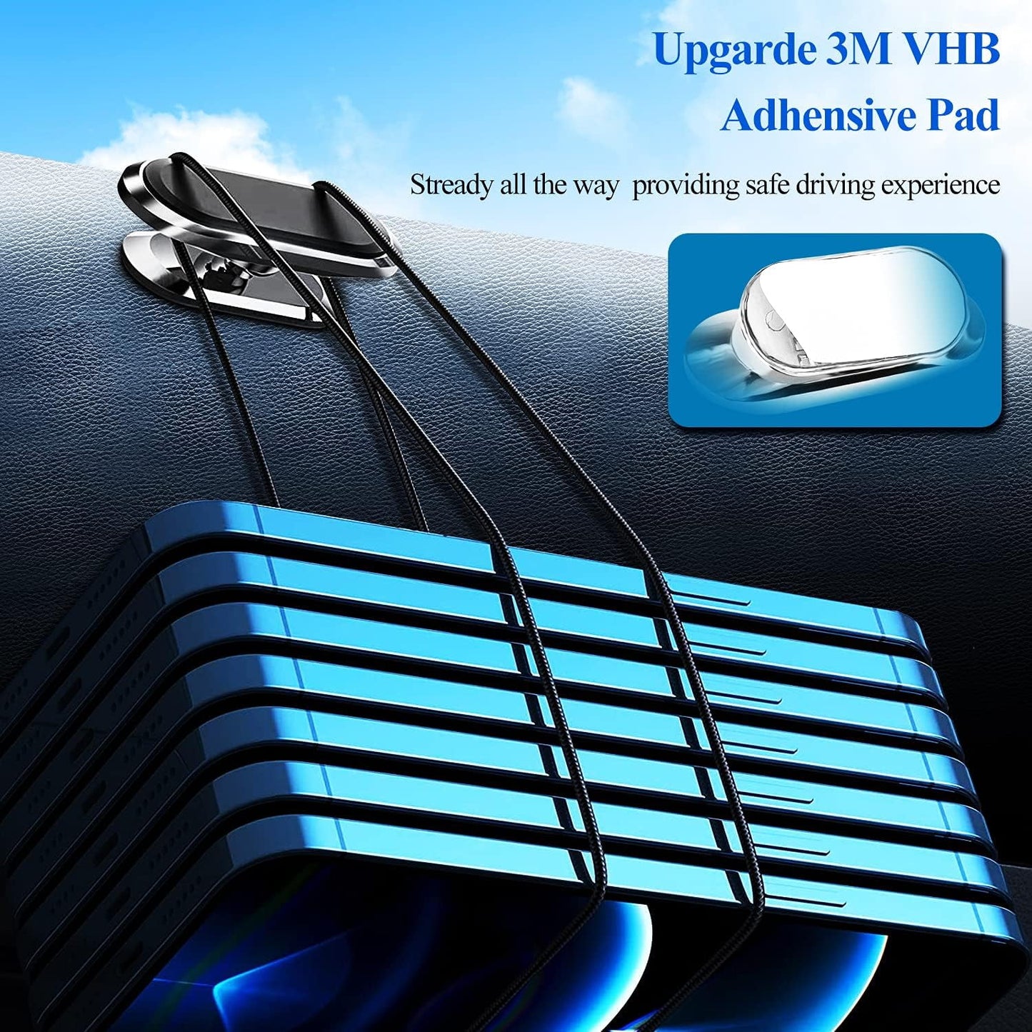 2 Packs Magnetic Car Phone Holder, 360° Rotation Magnets Cell Phone Mount, Universal Mobile Phone Holders for Cars Dashboard for Iphone 13 12 11 XS 8 Plus, for Samsung S20 S10, Silver+Silver